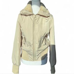 Fashion Nova Beige Faux Fur Collar Puffer Bomber Jacket Medium